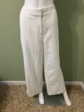 LOFT White Wide Legged Linen Blend Pants